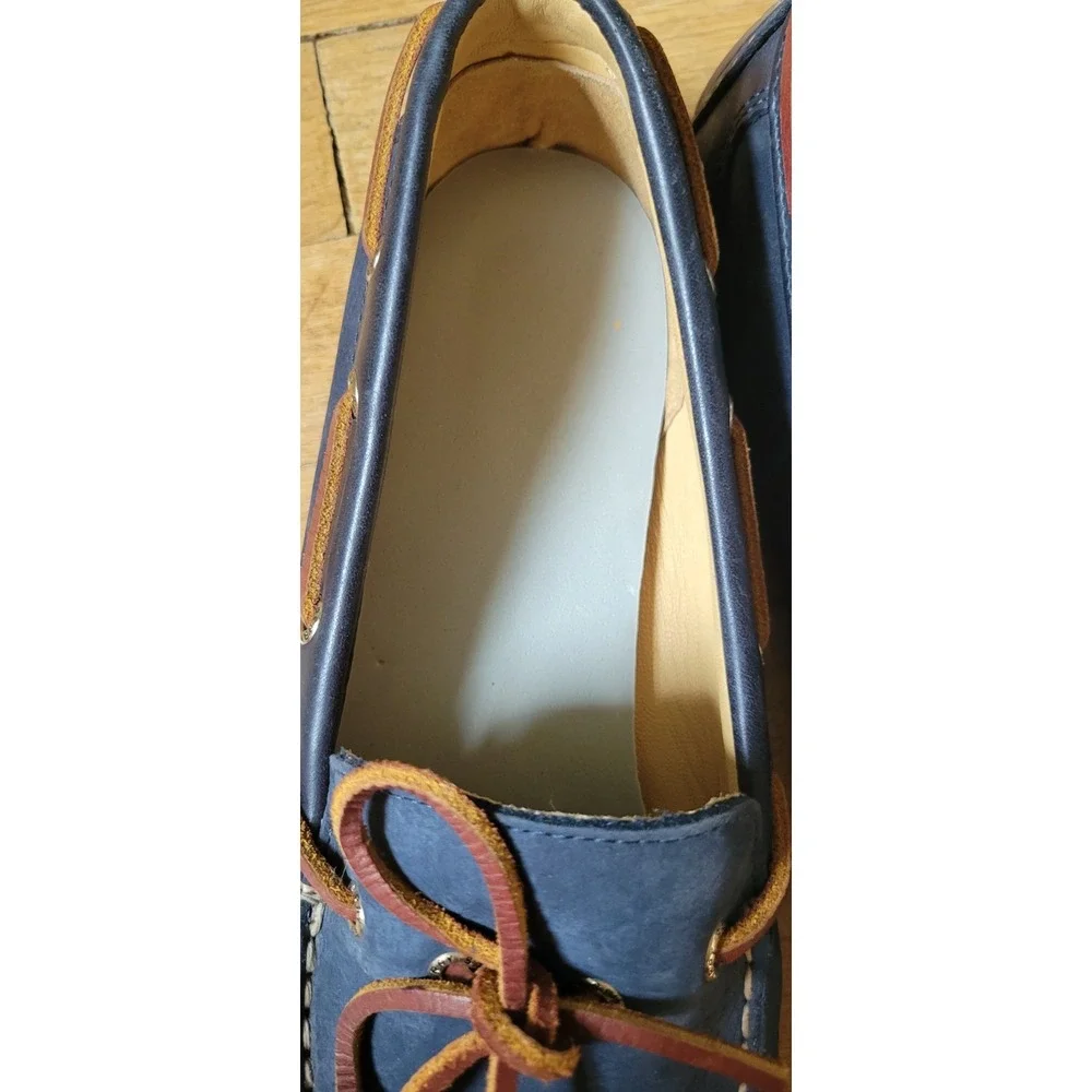 Sperry Men's 11.5 M Navy Leather Boat Shoes Brown Laces STS21644 Driving Loafers